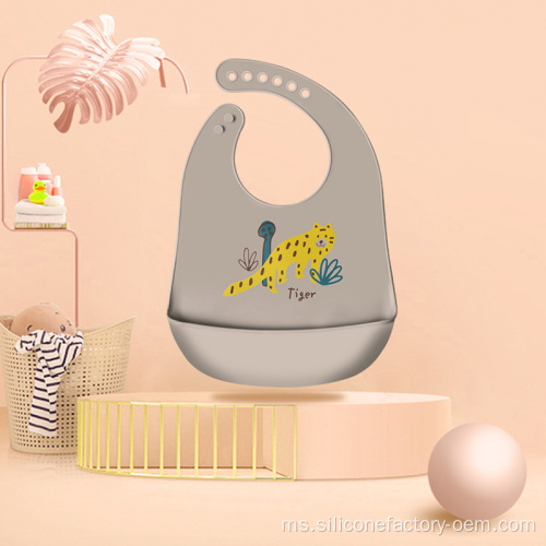 Bib silikon bayi kalis air lembut dengan bib corak